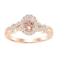 Thumbnail for LADIES RING 1/5 CT ROUND/OVAL/PEACH MORGANITE DIAMOND 10K ROSE GOLD(CENTER-3/8)