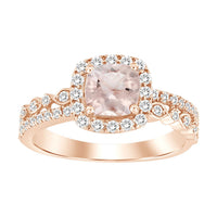 Thumbnail for LADIES RING 1/2 CT ROUND/ROUND/CUSHION/PEACH MORGANITE DIAMOND 10K ROSE GOLD(CENTER-7/8)