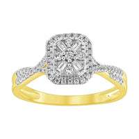 Thumbnail for LADIES RING 1/4 CT ROUND/BAGUETTE DIAMOND 10K YELLOW GOLD
