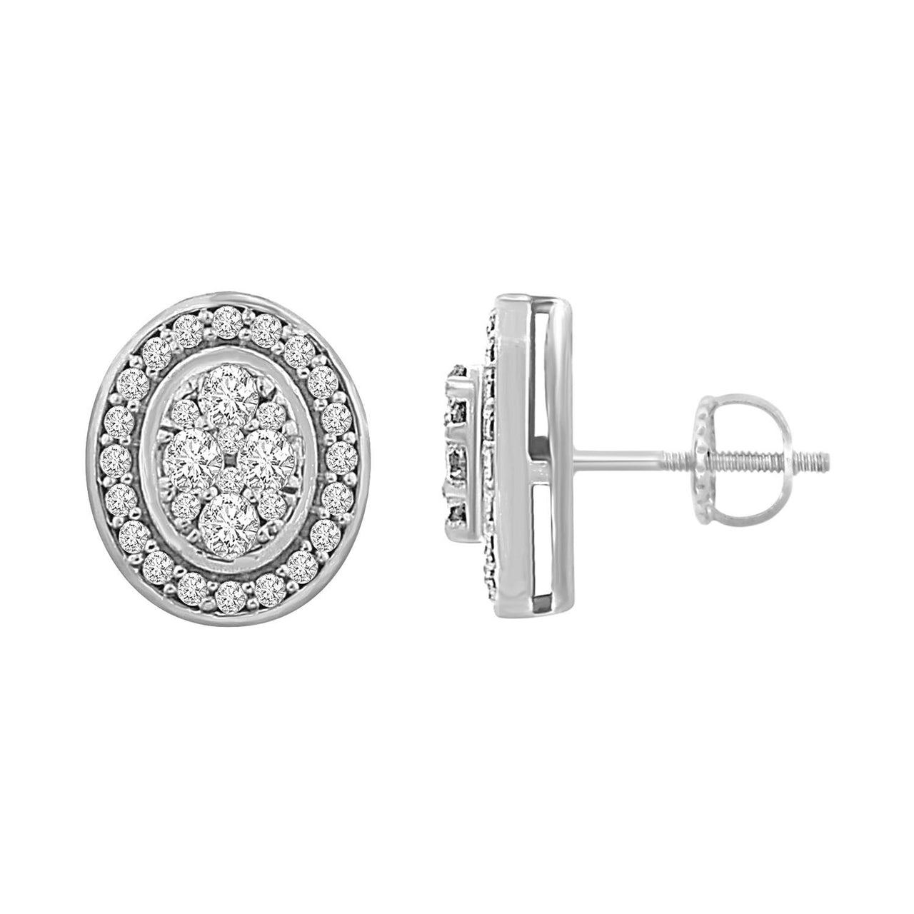 LADIES EARRINGS 1/2 CT ROUND DIAMOND 14K WHITE GOLD