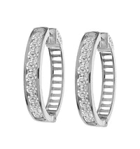 Thumbnail for LADIES HOOPS EARRING 2 CT ROUND DIAMOND 10K WHITE GOLD