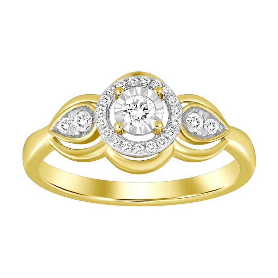 LADIES RING 1/5 CT ROUND DIAMOND 10K YELLOW GOLD