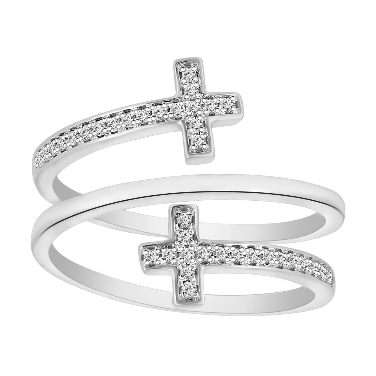 LADIES RING 1/6 CT ROUND DIAMOND 10K WHITE GOLD