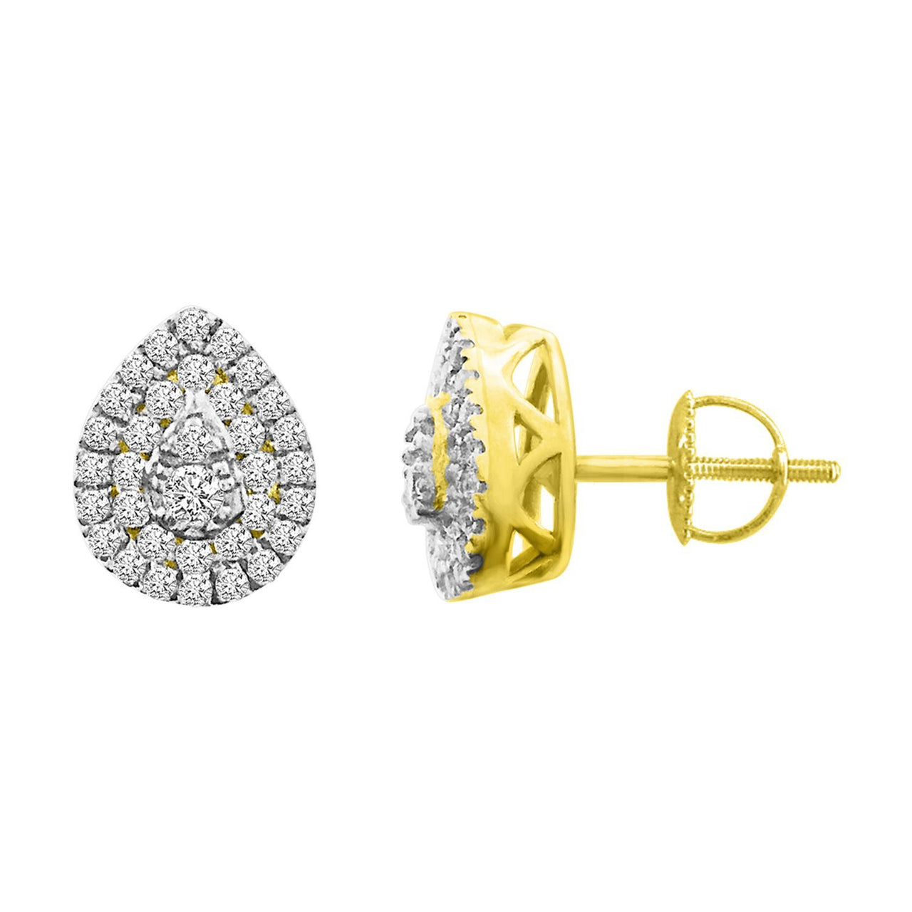 LADIES EARRINGSS 1/3  CT ROUND DIAMOND 14K YELLOW GOLD