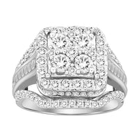 Thumbnail for LADIES RING 1 CT ROUND/BAGUETTE DIAMOND 10K WHITE GOLD
