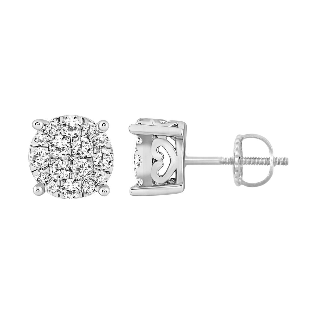 LADIES EARRING 1/2 CT ROUND DIAMOND 10K WHITE GOLD