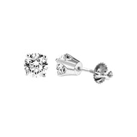 Thumbnail for LADIES SOLITAIRE EARRINGS 1 CT ROUND DIAMOND 14K WHITE GOLD