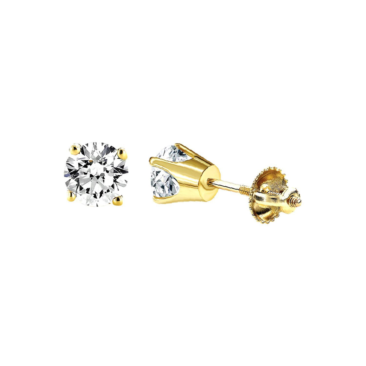 LADIES EARRING 1/6 CT ROUND DIAMOND 14K YELLOW GOLD