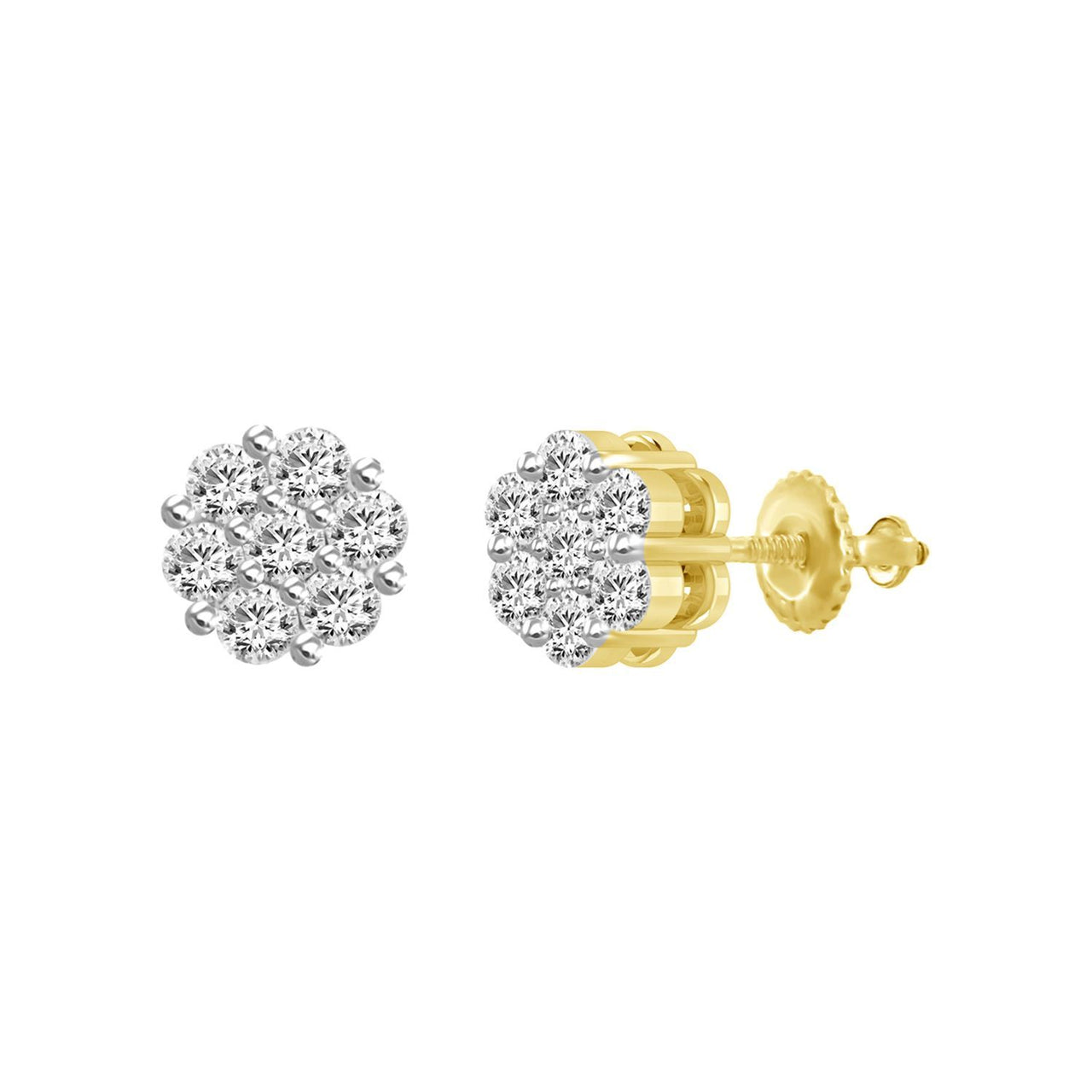 LADIES EARRINGS 1/10 CT ROUND DIAMOND 10K YELLOW GOLD