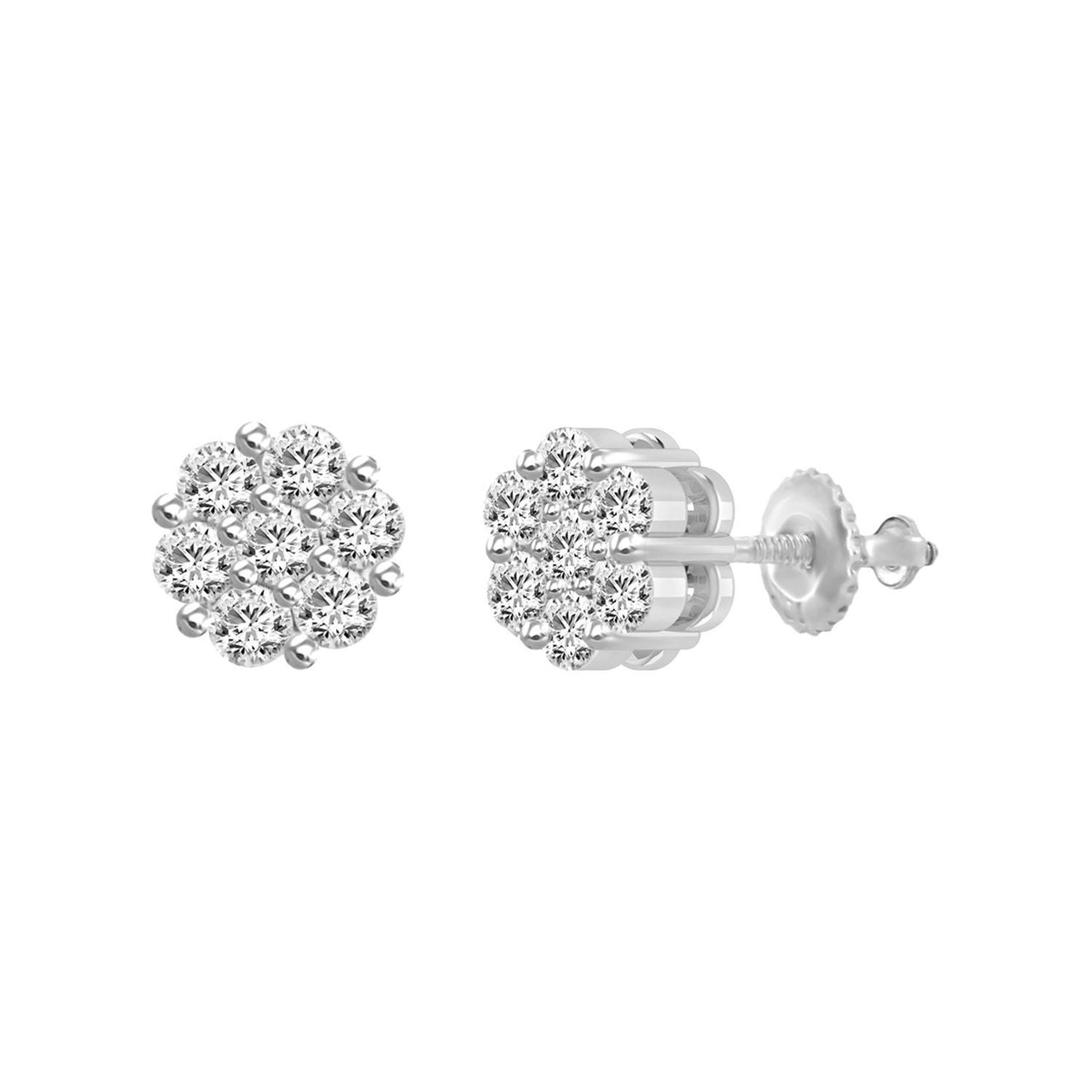 LADIES EARRINGS 1/6 CT ROUND DIAMOND 10K WHITE GOLD