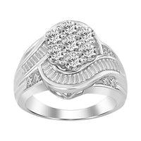 Thumbnail for LADIES RING 3 CT ROUND/BAGUETTE DIAMOND 10K WHITE GOLD