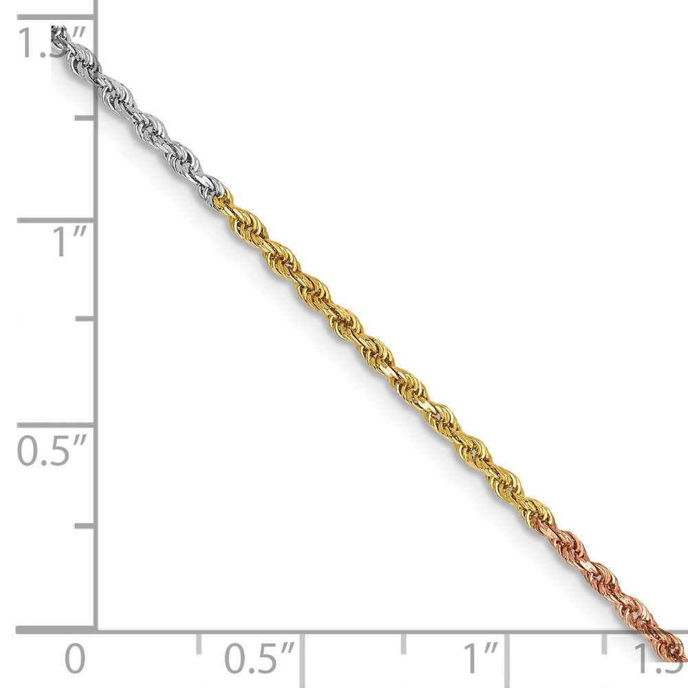 14k Tri-Color 1.5mm Diamond-cut Rope Chain