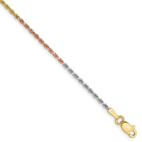 Thumbnail for 14k Tri-Color 1.5mm Diamond-cut Rope Chain