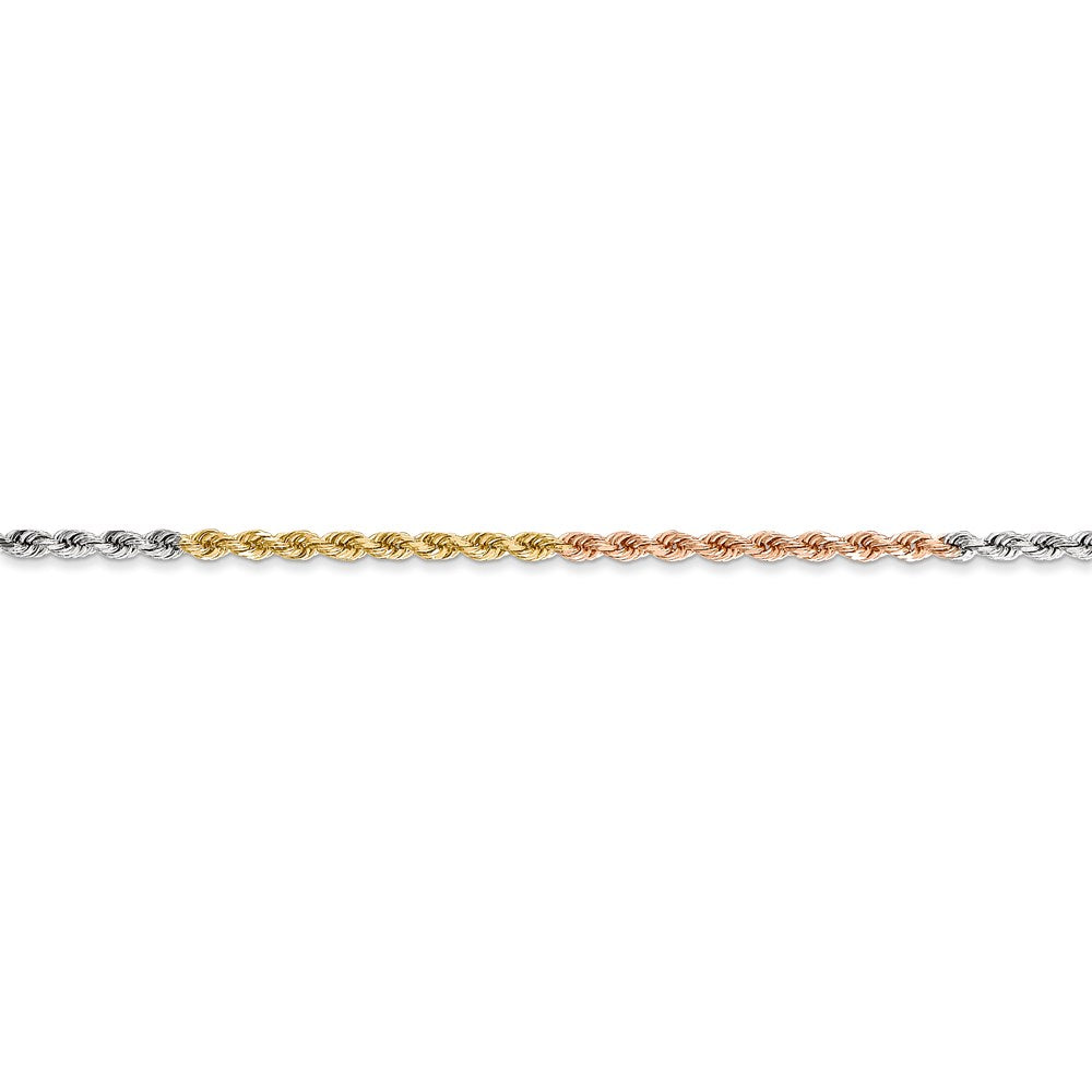 14k Tri-Color 1.75mm Diamond-cut Rope Chain