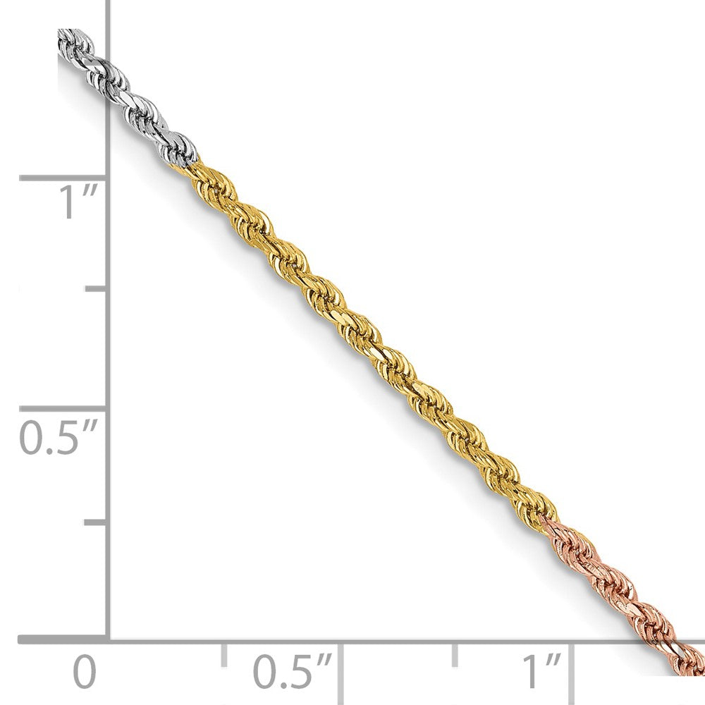 14k Tri-Color 1.75mm Diamond-cut Rope Chain