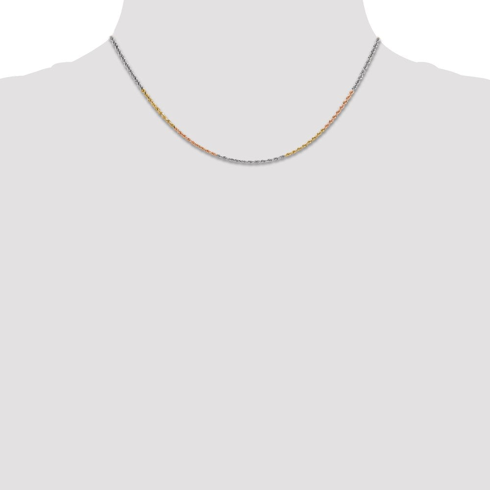 14k Tri-Color 1.75mm Diamond-cut Rope Chain