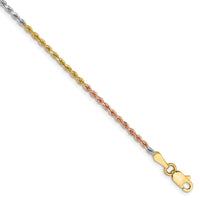 Thumbnail for 14k Tri-Color 1.75mm Diamond-cut Rope Chain