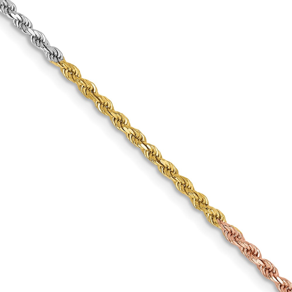 14k Tri-Color 1.75mm Diamond-cut Rope Chain