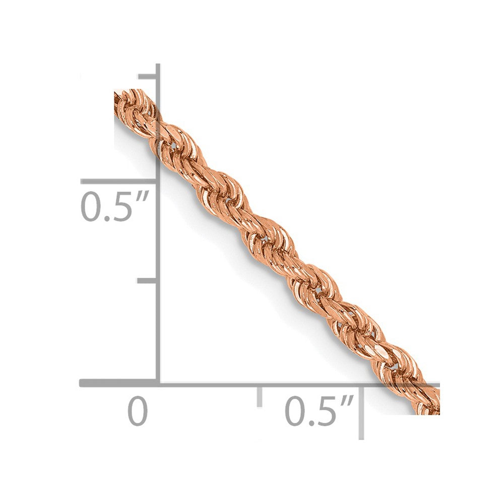 14k Rose Gold 2.25mm D/C Rope with Lobster Clasp Chain