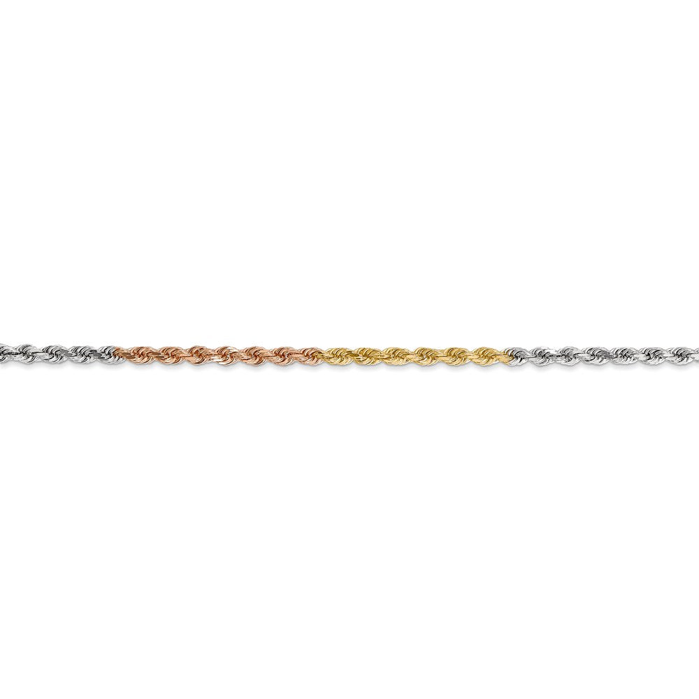 14k Tri-Color 2.5mm D/C Rope Chain