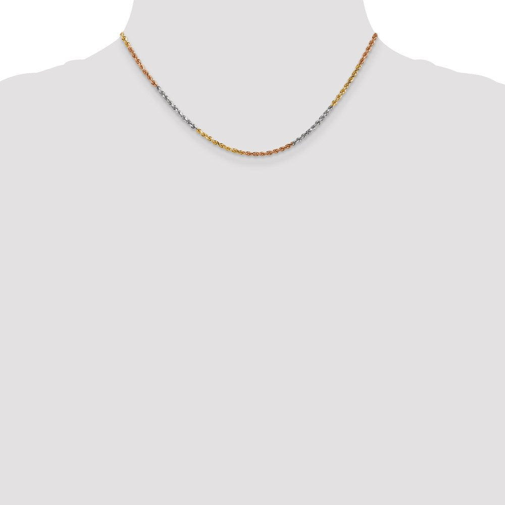 14k Tri-Color 2.5mm D/C Rope Chain