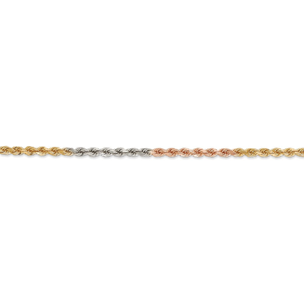 14k Tri-Color 2.9mm D/C Rope Chain