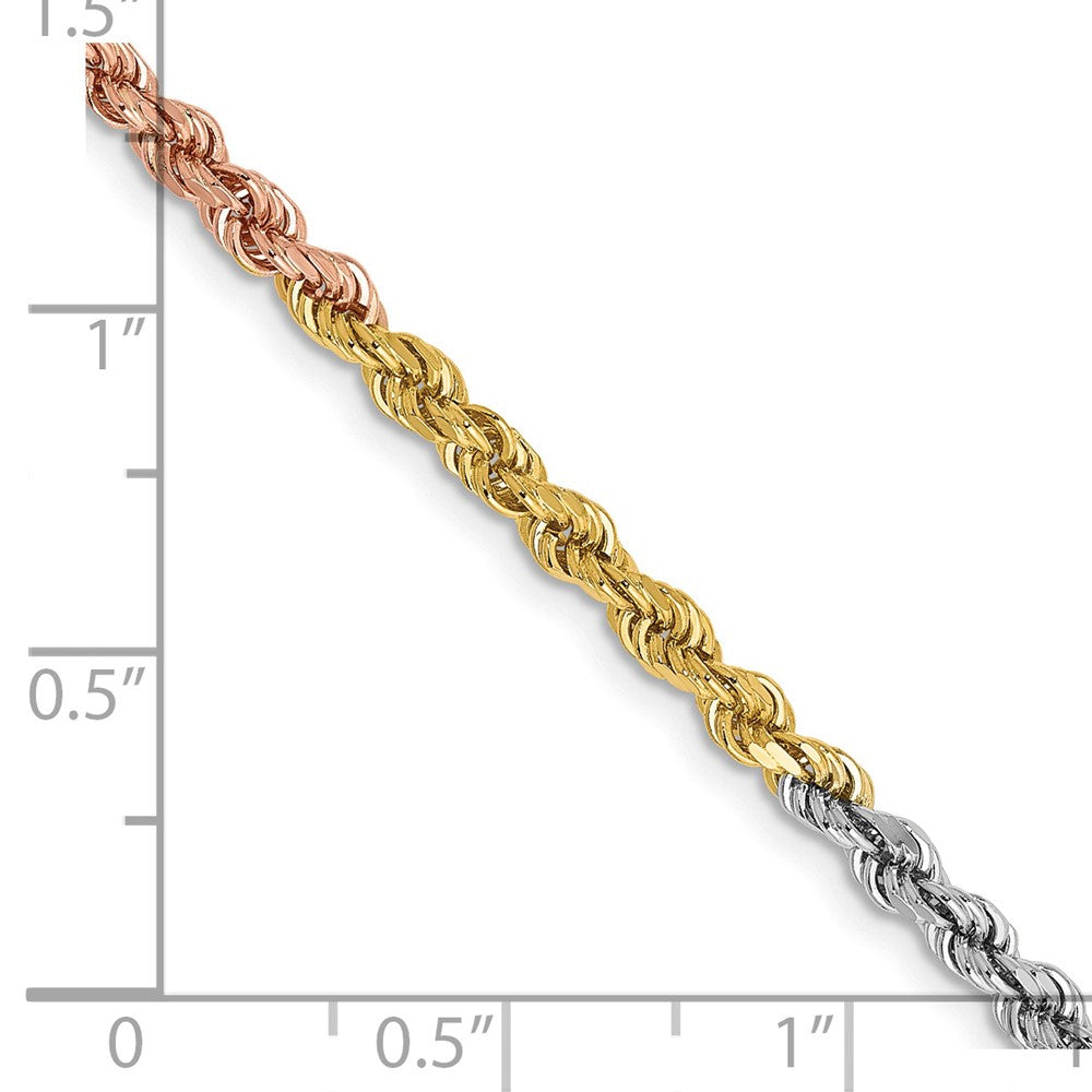 14k Tri-Color 2.9mm D/C Rope Chain