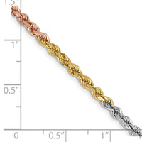 Thumbnail for 14k Tri-Color 2.9mm D/C Rope Chain