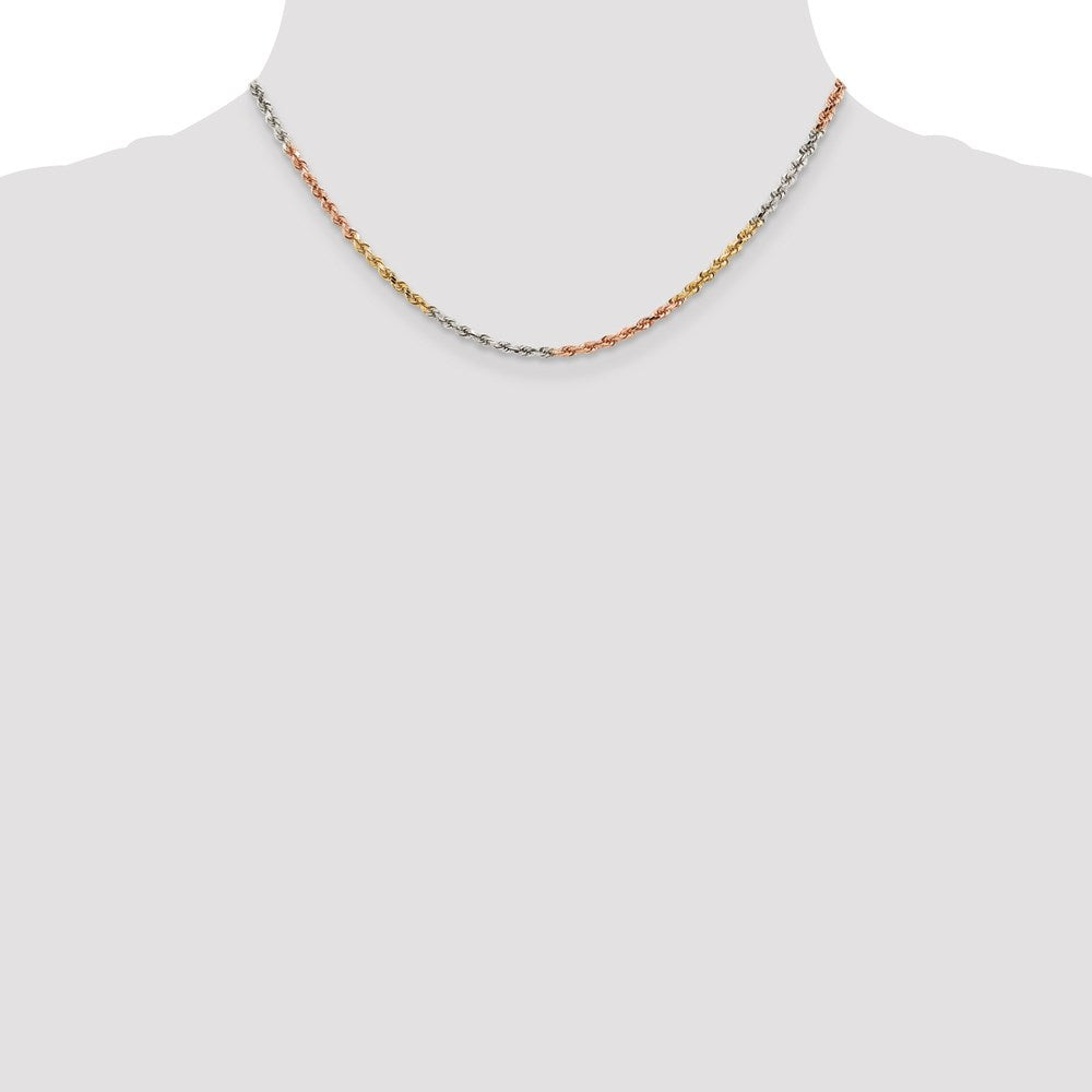 14k Tri-Color 2.9mm D/C Rope Chain