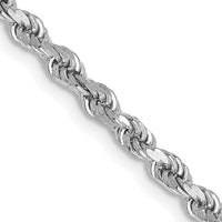 Thumbnail for 14k White Gold 2.75mm D/C Rope with Lobster Clasp Chain