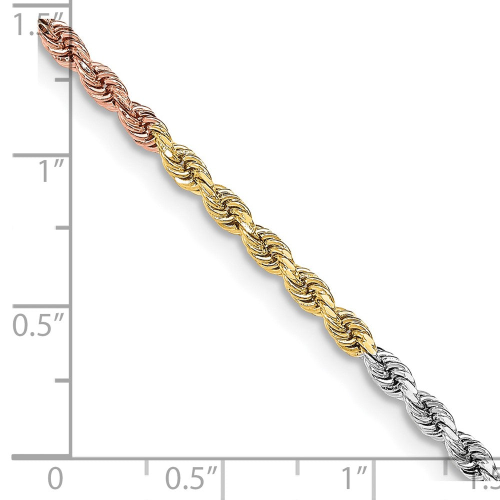 14k Tri-Color 3mm D/C Rope Chain
