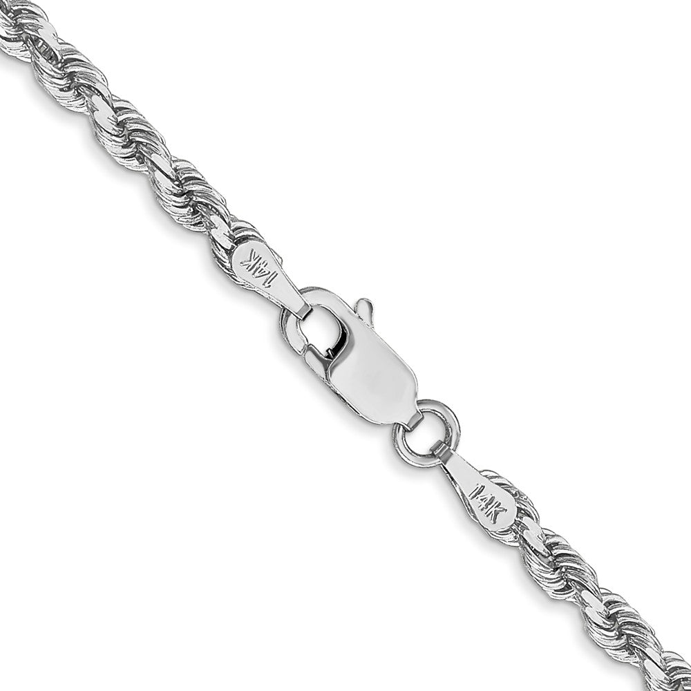 14k White Gold 3mm D/C Rope with Lobster Clasp Chain