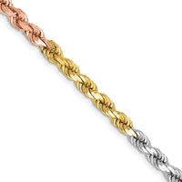 Thumbnail for 14k Tri-Color 4mm D/C Rope Chain