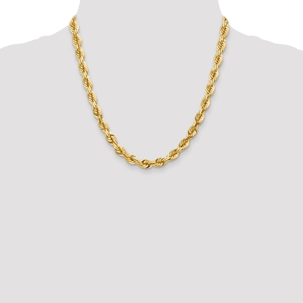 14K 7mm  D/C Rope with Fancy Lobster Clasp Chain