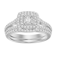 Thumbnail for LADIES BRIDAL RING SET 1 CT ROUND/PRINCESS DIAMOND 14K WHITE GOLD