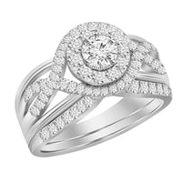 Thumbnail for LADIES BRIDAL RING SET 1 CT ROUND DIAMOND 14K YELLOW GOLD