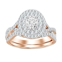 Thumbnail for LADIES BRIDAL RING SET 1 CT ROUND/OVAL DIAMOND 14K ROSE GOLD