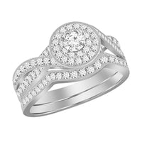 Thumbnail for LADIES BRIDAL RING SET 3/4 CT ROUND DIAMOND 14K WHITE GOLD