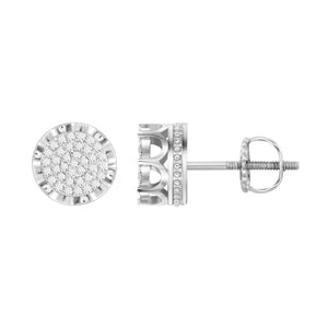 MEN'S EARRINGS 1/6 CT ROUND DIAMOND 10K WHITE GOLD