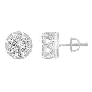 MEN'S EARRINGS 1/2 CT ROUND DIAMOND 10K WHITE GOLD