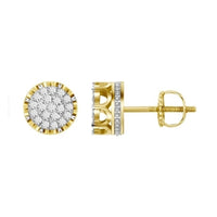 Thumbnail for MEN'S EARRINGS 1/2 CT ROUND DIAMOND 10K YELLOW GOLD