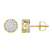 Thumbnail for MEN'S EARRINGS 1 CT ROUND DIAMOND 10K YELLOW GOLD