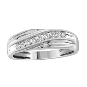 MEN'S BAND 1/4 CT ROUND DIAMOND 10K WHITE GOLD