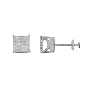 MEN'S EARRING 1/6 CT ROUND DIAMOND 10K WHITE GOLD
