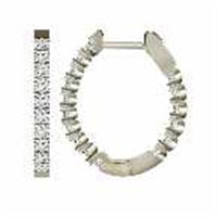 Thumbnail for LADIES HOOPS 1 CT ROUND DIAMOND 10K WHITE GOLD