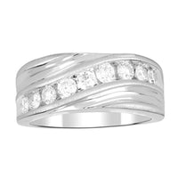 Thumbnail for MEN'S BAND 1 CT ROUND DIAMOND 10K WHITE GOLD