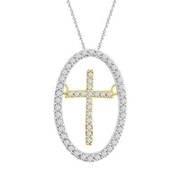 Thumbnail for LADIES PENDANT 1/5 CT ROUND DIAMOND 10K WHITE / YELLOW GOLD (CHAIN NOT INCLUDED)