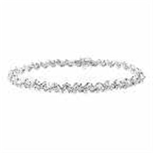 LADIES BRACELET 2 CT ROUND/BAGUETTE  DIAMOND 10K WHITE GOLD