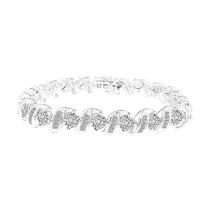 LADIES BRACELET 5 CT ROUND/BAGUETTE  DIAMOND 10K WHITE GOLD