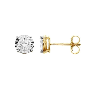 LADIES EARRING 1/2 CT ROUND DIAMOND 10K YELLOW GOLD